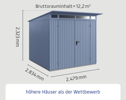 Abmessungen Gerätehaus mit Flachdach
