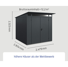Gartenhaus Hörmann EcoStar Trend-P Typ 2 RAL7016 Doppeltür 247,9 x 283,4 cm anthrazit