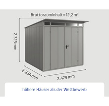 Gartenhaus Hörmann EcoStar Elegant-P Typ 2 RAL9007 Doppeltür 247,9 x 283,4 cm grau