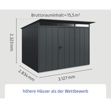 Gartenhaus Hörmann EcoStar Elegant-P Typ 3 RAL7016 Einzeltür 312,7 x 283,4 cm anthrazit