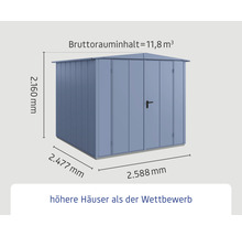 Gartengerätehaus mit Maßangaben