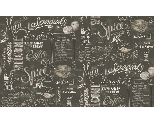 Tapete mit Kreideschrift-Motiven für Menü, Getränke und Speisen