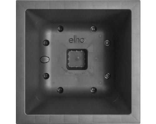 Jardinière carrée en plastique, vue intérieure avec le logo Elho