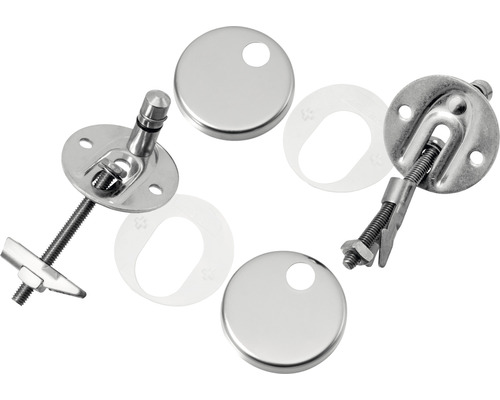 Befestigungsset für WC-Sitze aus Metall mit Abdeckkappen und Unterlegscheiben