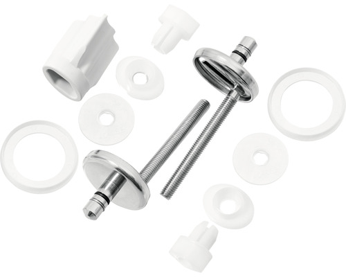 Befestigungsset für WC-Sitze mit Schrauben, Scheiben und Abdeckkappen