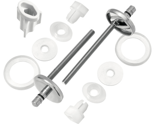 Befestigungsset für WC-Sitze mit Schrauben, Unterlegscheiben und Abdeckungen