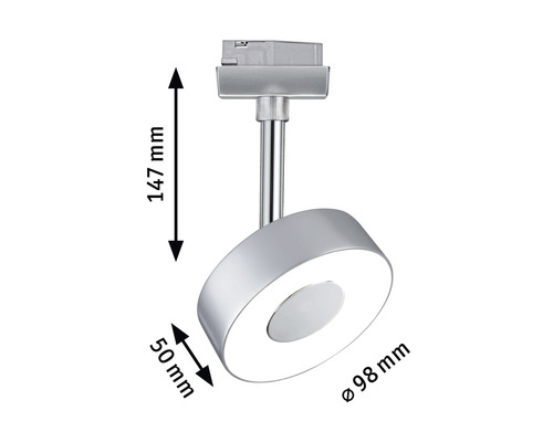 Silberfarbiger Strahler mit Abmessungen