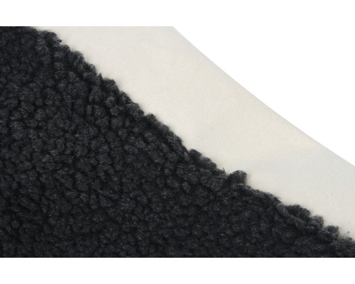 Vue détaillée d''un simili peau d''agneau noir avec dos en textile