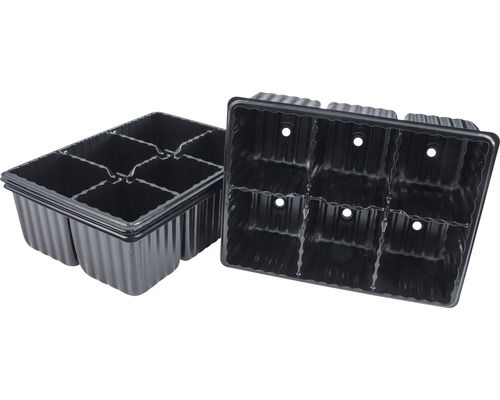 Anzuchtschalen aus Kunststoff mit sechs Fächern