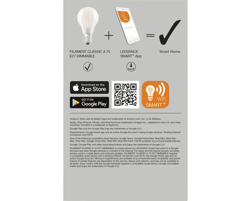 Présentation d''une solution LEDVANCE Smart Home : Ampoule à filament Classic A 75 E27 à intensité variable plus application LEDVANCE Smart Plus égale Smart Home