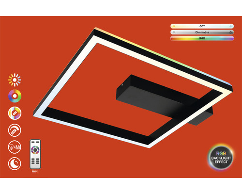 Quadratische LED Deckenleuchte mit Dimmfunktion und Fernbedienung