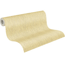 Papier peint intissé 38612-3 #Hygge structure tissu raphia jaune