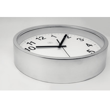 Horloge murale plastique argent Ø 25,5 cm