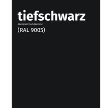 Farbe Tiefschwarz, Glanzgrad hochglänzend, RAL 9005