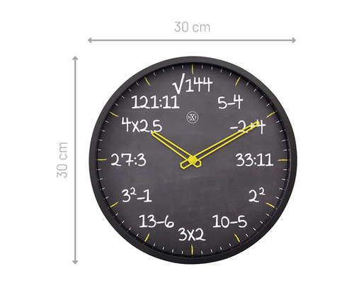 Wanduhr mit Rechenaufgaben, Durchmesser 30 cm