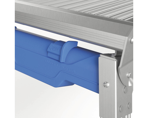 Vue détaillée d''un verrou d''échafaudage avec indication ouvert et fermé