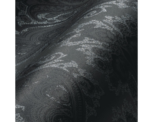 Gros plan d''un papier peint noir avec motif cachemire