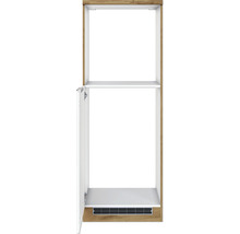 Armoire de salle de bains ouverte avec porte, étagère et grille d''aération