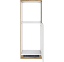 Meuble de cuisine avec compartiment ouvert, porte et étagère