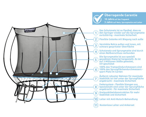 Marimex Trampolin mit Sicherheitsnetz und Leiter