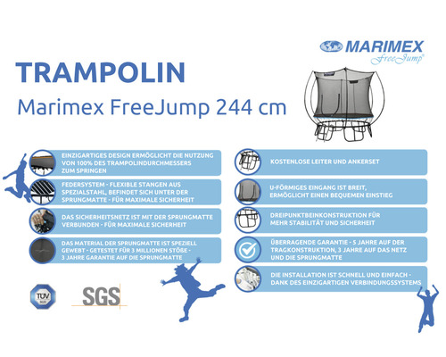 Marimex FreeJump Trampolin mit Sicherheitsnetz, 244 cm Durchmesser