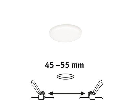 Panneau LED encastrable IP44 4,5 W 400 lm 4000 K blanc neutre Ø 75/45/55 mm VariFit Veluna satin rond 230V