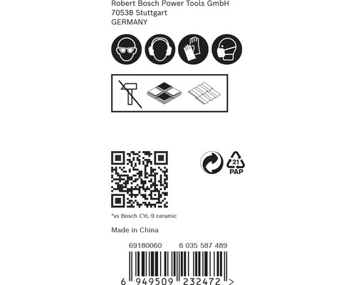 Symbole für Schutzkleidung: Augenschutz, Gehörschutz, Handschuhe, Atemschutz. Symbol für Hammerverbot. Symbole für Fliesen und Dachziegel. Recycling Symbol.
