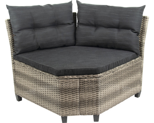 Salon d''angle de jardin avec polyrotin et coussins