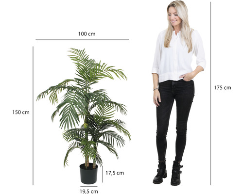 Palmier d''arec artificiel en pot, 150 cm de haut
