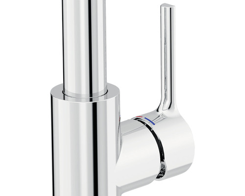 Vue détaillée d''un robinet mitigeur monocommande