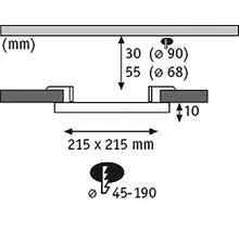 Schéma technique avec dimensions en millimètres