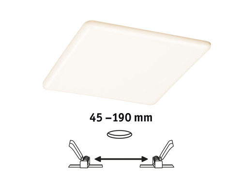 Panneau encastré LED IP44 à intensité lumineuse variable sur 3 niveaux 21 W 2400 lm 3000 K 21,5x21,5 cm Ø d'encastrement 4,5-19 cm Veluna VariFit satin 230 V