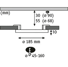 Schéma technique avec dimensions en millimètres.