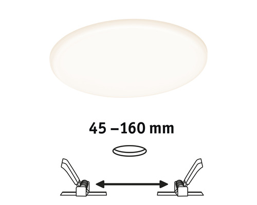 Panneau encastré LED IP44 à intensité lumineuse variable sur 3 niveaux 17 W 1400 lm 3000 K Ø 18,5 cm Ø d'encastrement 4,5-16 cm Veluna VariFit satin 230 V