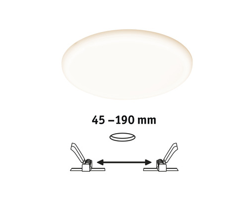 Panneau LED encastrable IP44 variable sur 3 niveaux 21W 1650 lm 3000 K Ø 215 mm Ø d'encastrement 45-190 mm Veluna VariFit satin 230V