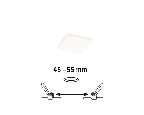 Panneau LED encastrable IP44 4,5W 360 lm 3000 K 75x75 mm Ø d'encastrement 45-55 mm Veluna VariFit satin 230V