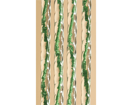 Quatre tiges en verre transparentes et spiralées avec décoration verte