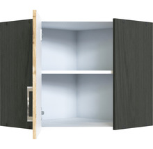 Armoire murale ouverte avec deux portes et une étagère
