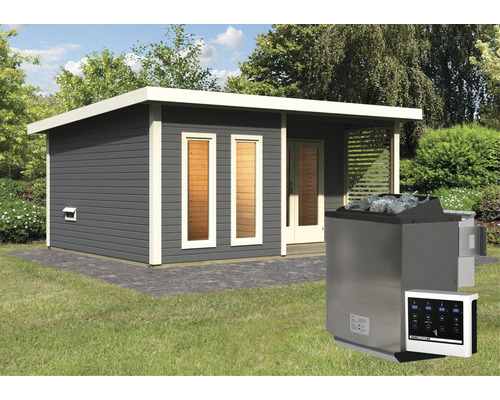 Sauna de jardin avec poêle et commande à l''extérieur