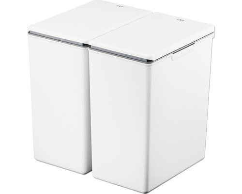 Zwei weiße EKO Abfallbehälter zur Mülltrennung