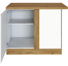 Meuble haut avec une porte ouverte et deux étagères