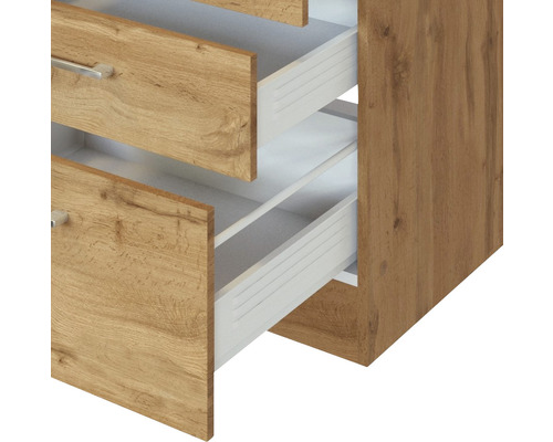 Commode avec tiroirs ouverts en bois