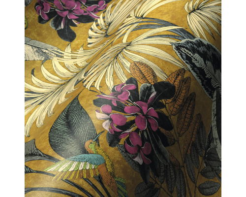 Tapete mit Blumenmuster und Vogelmotiven
