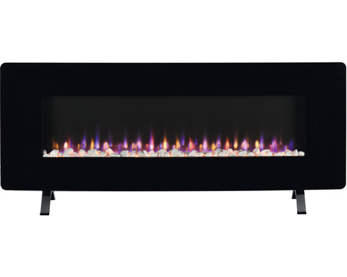 Cheminée électrique avec flammes et pierres simulées
