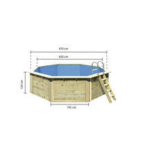 Kit de piscine hors sol en bois Karibu Nixe 2 octogonale Ø 508x121,1 cm avec groupe de filtration à sable, échelle suspendue et skimmer à ouverture large avec buse de retour-thumb-3