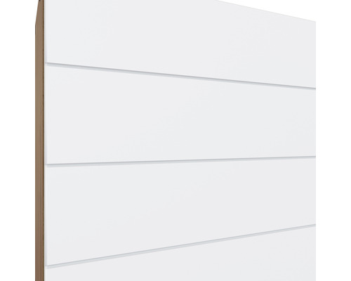 Détail d''un revêtement de façade blanc avec des lamelles horizontales