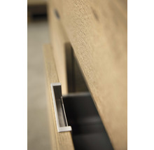 Waschtischunterschrank Sanox Loft BxHxT 161 x 47 cm x 46 cm Frontfarbe craft oak mit Waschtischplatte Kunststein schwarz