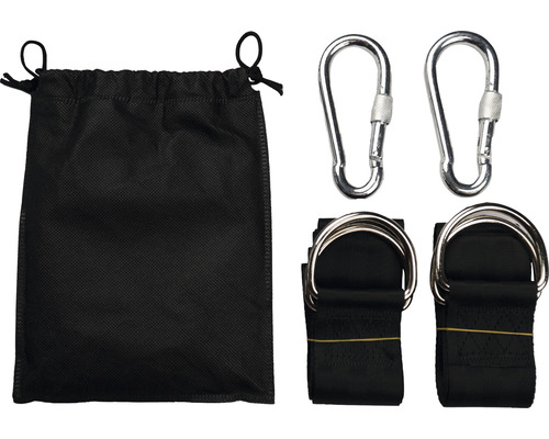 Ensemble comprenant deux sangles d''arbre, deux mousquetons et un sac de rangement