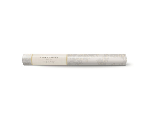 Eine Rolle Laura Ashley Tapete mit floralem Muster.