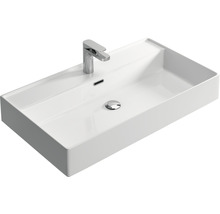 Badmöbel-Set Sanox Maxx XL BxHxT 81 x 183 x 45,5 cm Frontfarbe eiche grau mit Waschtisch Keramik weiß und Waschtischunterschrank Waschtisch Spiegel mit LED-Beleuchtung-thumb-2